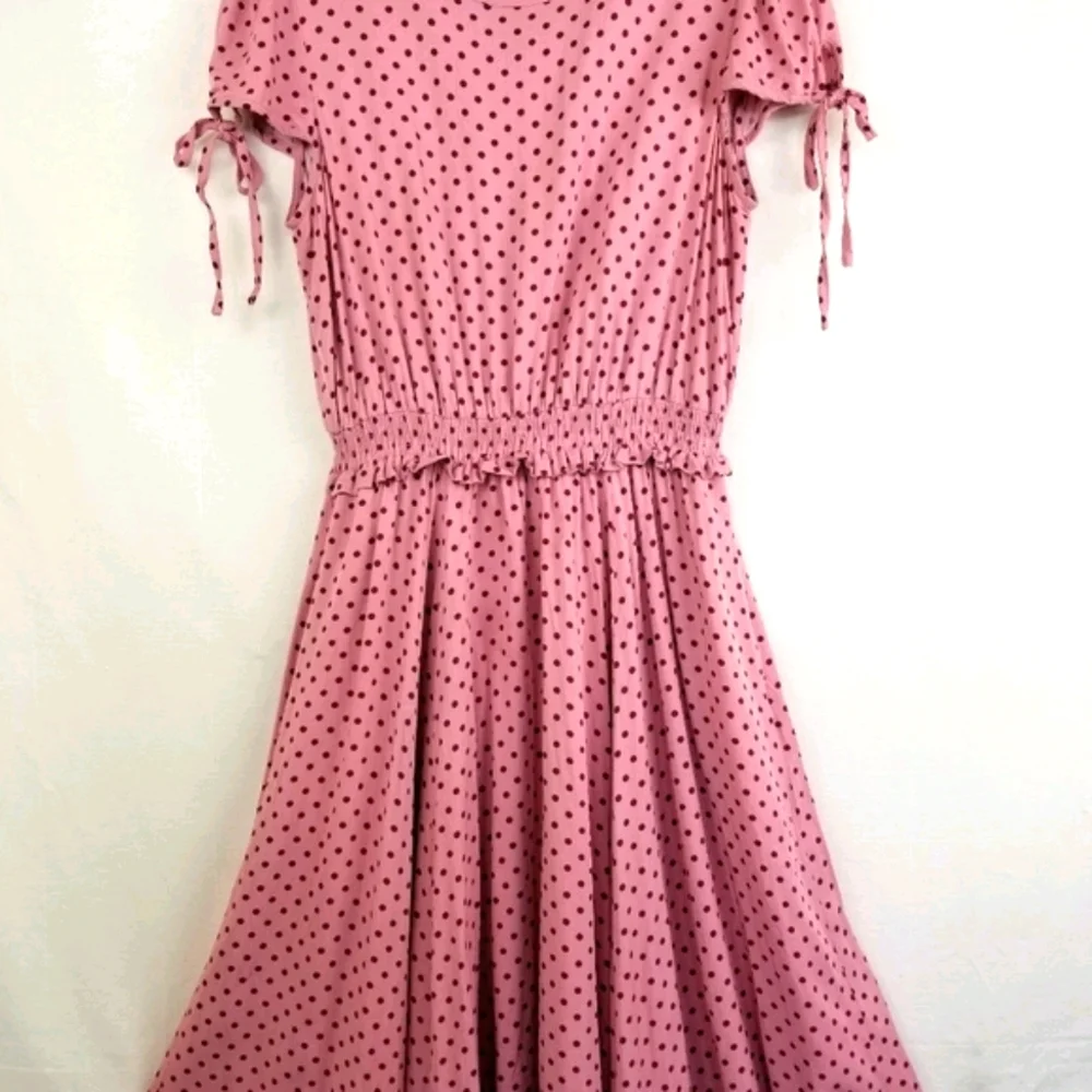 Gal Meets Glam Corinne Mauve Polka Dot Cinch Waist A-line Dress Size Small - Picture 5 of 15